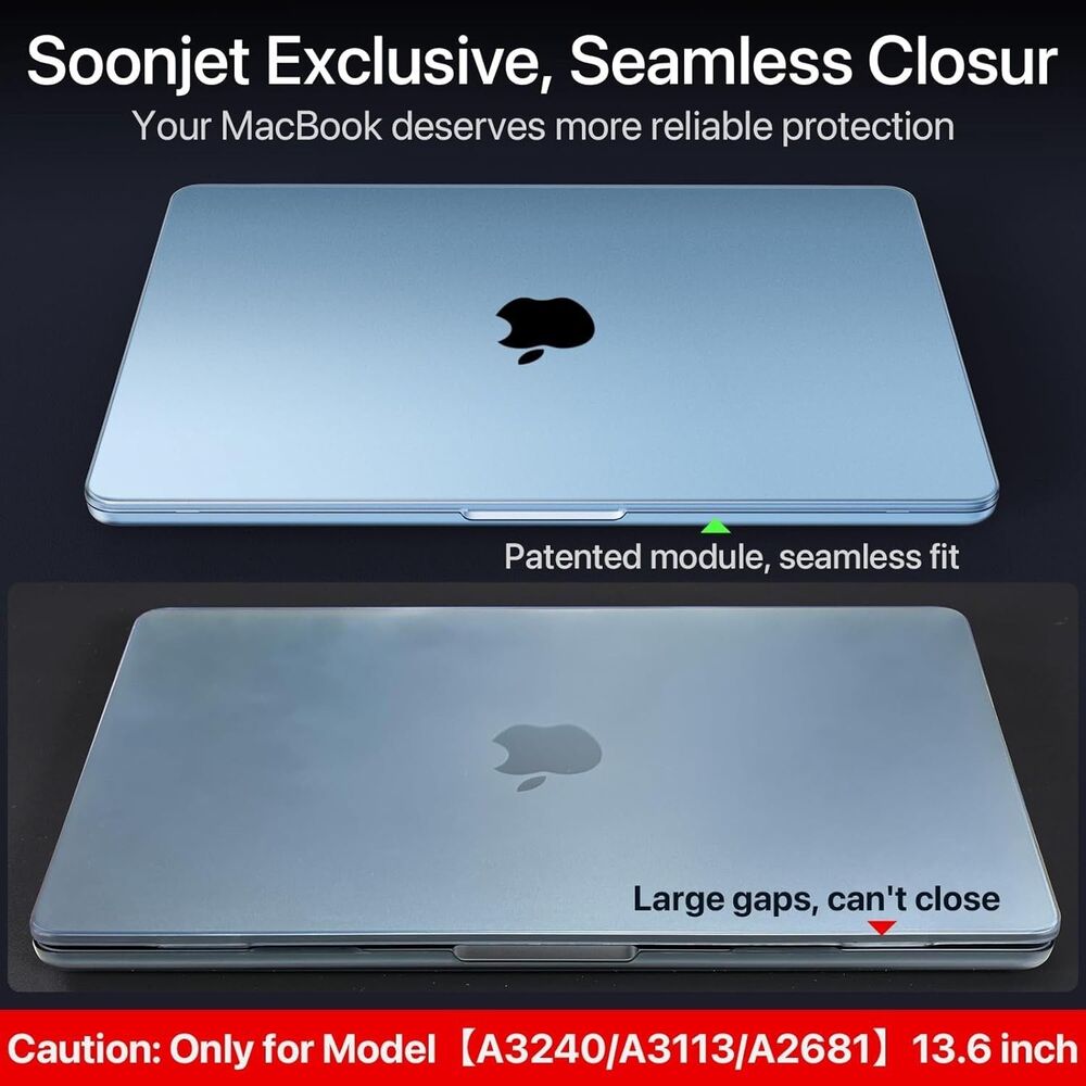 Matte Case for MacBook Air 13/13.6-inch M5/M4/M3/M2 Sky Blue Clear - Picture 4 of 7